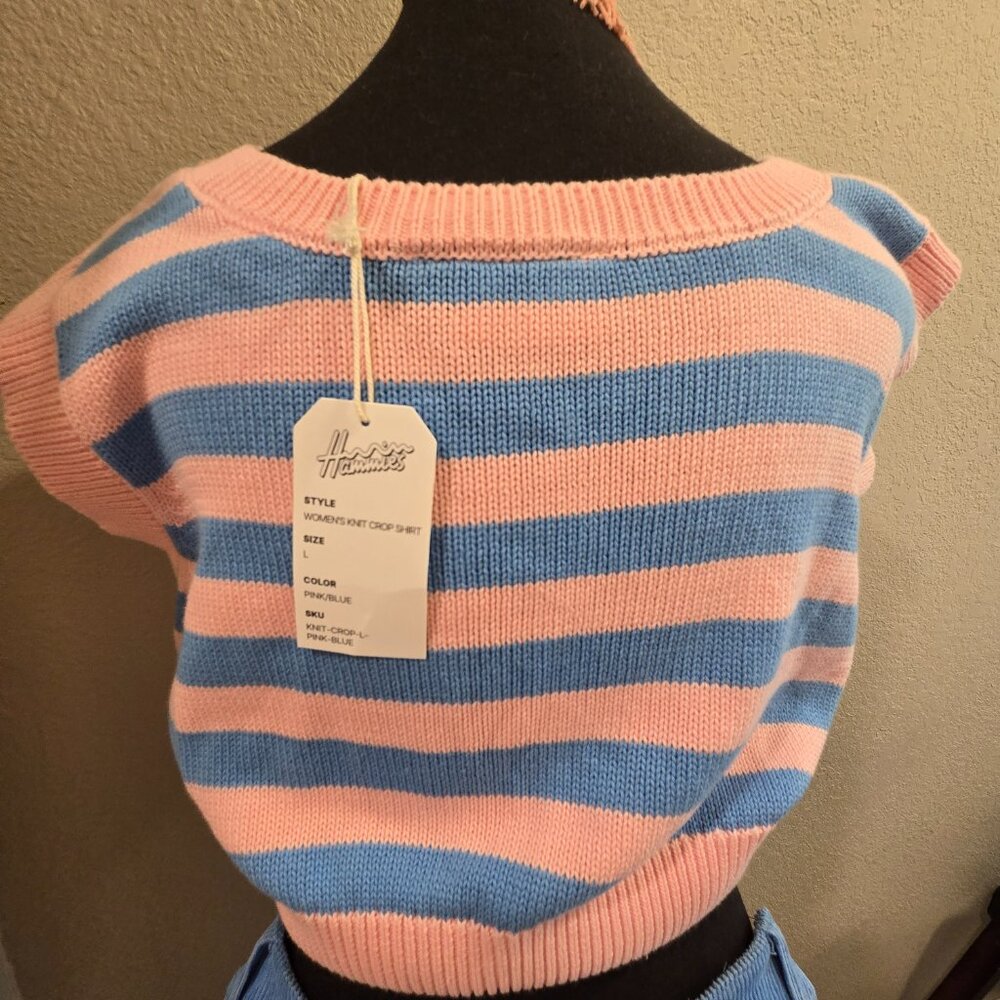 Hammies NWT Striped Sweatercrop top, matching Bell Bottoms and Ink Alloy Dangles - Picture 12 of 14